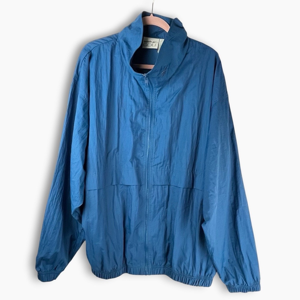 Vintage 90s Reebok Track Top Jacket Blue Windbreaker Mens Size XL Top